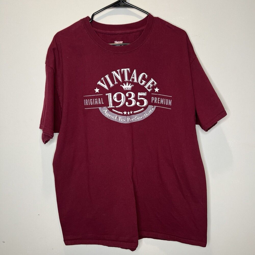 Custom Personalized Shirt Adult XL Red Aged To Perfection Tee Original 1935